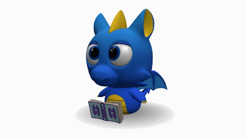 青く小さいドラゴンの3Dモデル（表情付き）