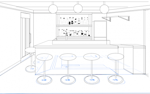 バーの3D空間の設計図