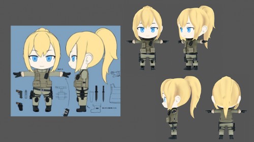 女の子のキャラクターの3Dモデル