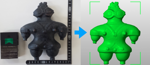 土偶の写真と、その3Dモデル