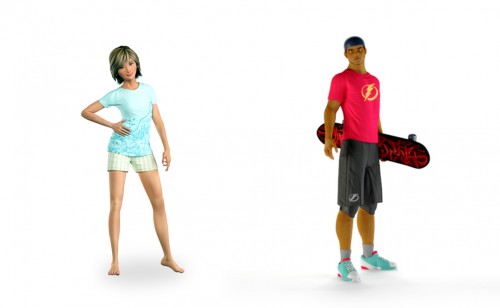 カジュアルな服装の男女の3Dモデル