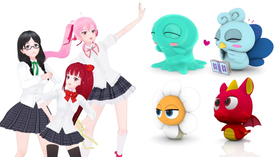 様々なキャラクターの3D画像
