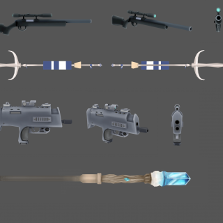 様々な武器の3Dモデル