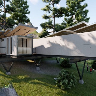 丘に建てられた住宅の3D画像