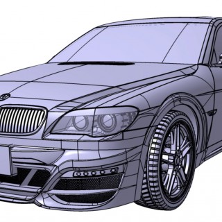 車の3Dモデルのワイヤーフレーム画像