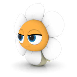 花のキャラクターの3Dモデル